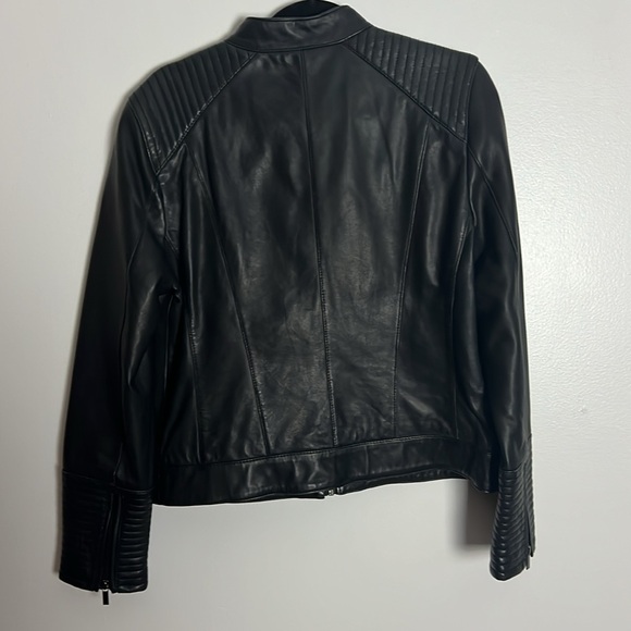 Badgley Mischka M Leather Moto Jacket in Black - Picture 4 of 7